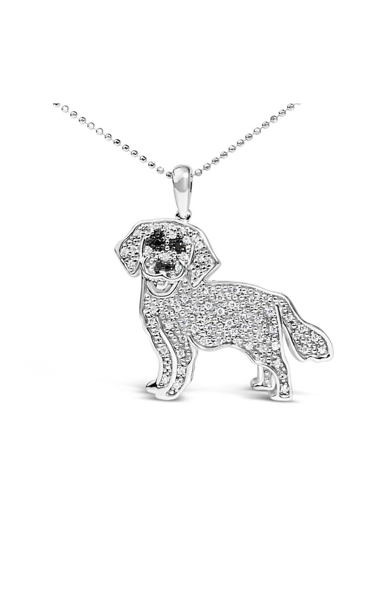Haus of Brilliance Silver 1/3 Cttw White and Black Diamond Labrador Retriever Dog Pendant Necklace, Main, color, White