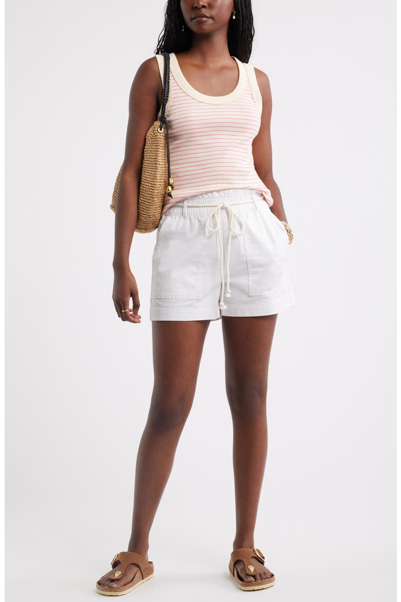 Scoop Neck Rib Cotton Tank, Alternate, color, BEIGE - PINK ALBA STRIPE