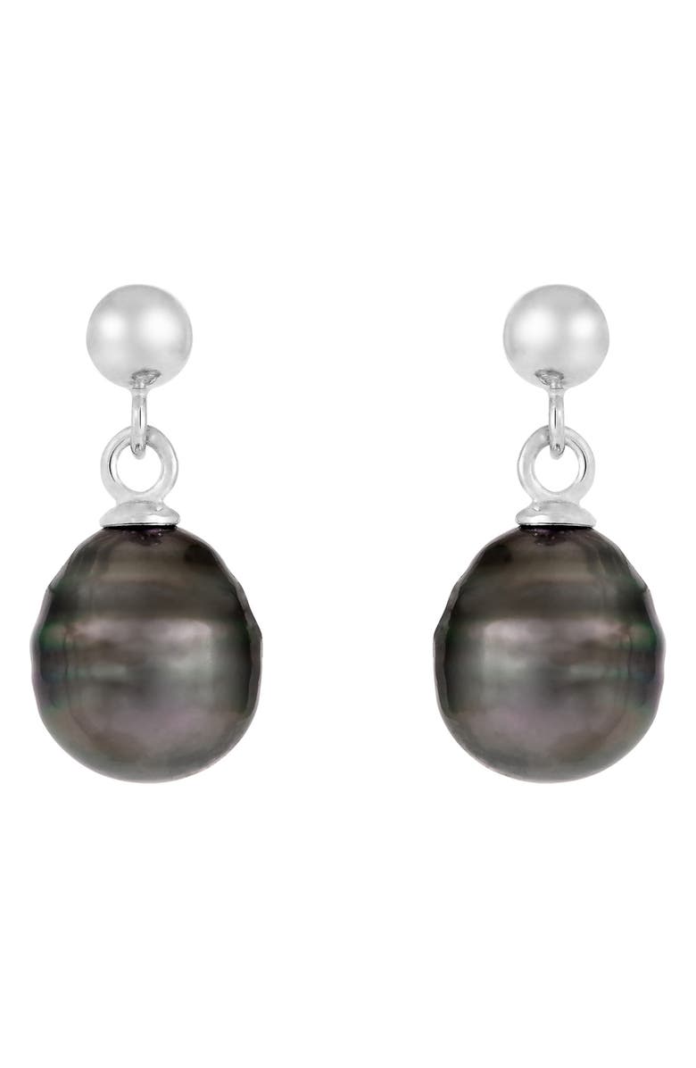 SPLENDID PEARLS Dangling Tahitian Pearl Earrings, Main, color, 
