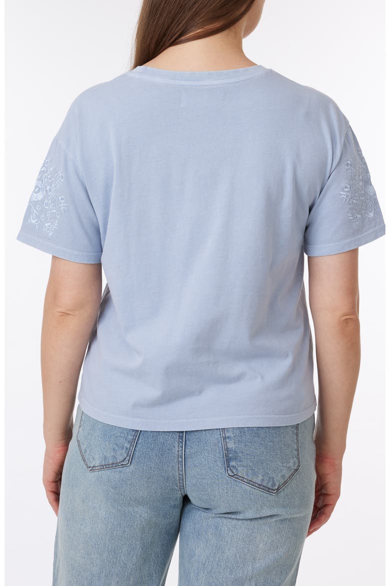 Toni Floral Embroidered Sleeve Boxy Cotton T-Shirt, Alternate, color, EVENTIDE