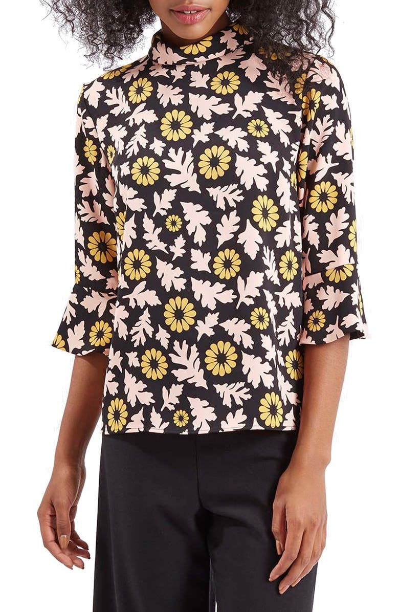Topshop Floral Print Mock Neck Top, Main, color,