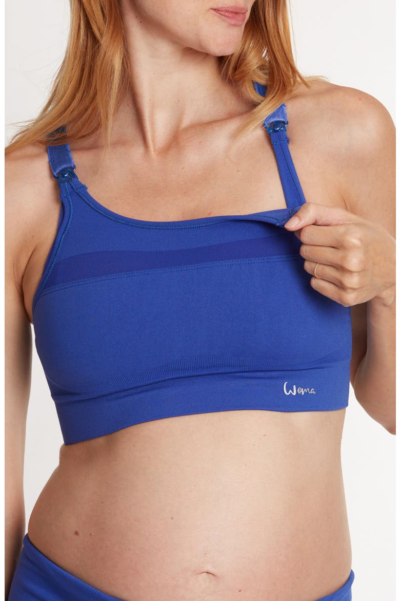 Woma maternity and nursing sports bra, Alternate, color, ELECTRIC BLUE