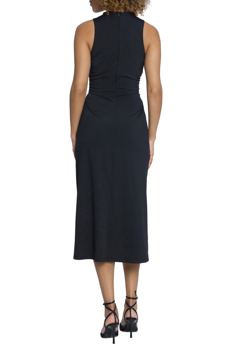 Funnel Neck Sleeveless Midi Dress, Alternate, color, BLACK