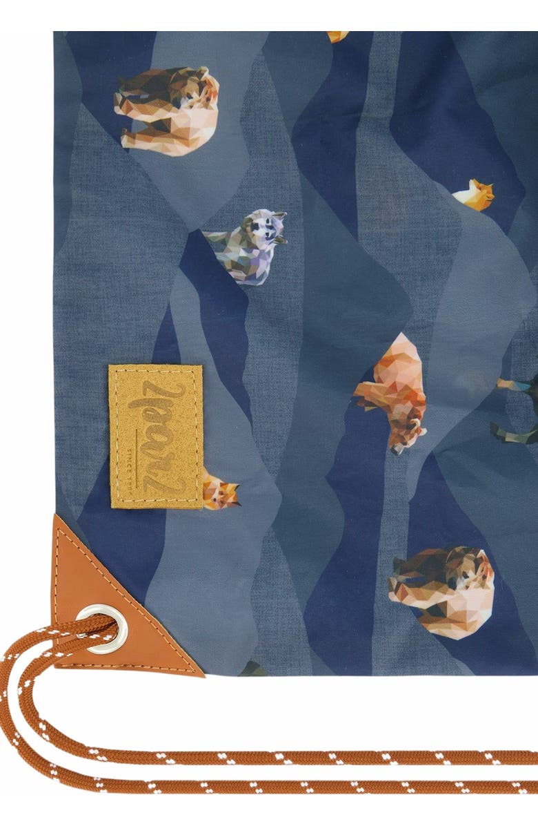 Deux par Deux Boy's Drawstring Bag Navy Printed Mountains Animals, Alternate, color,