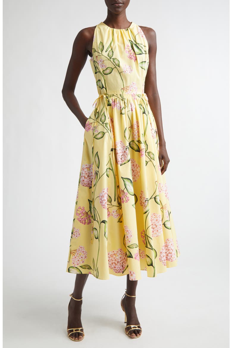 Floral Stretch Poplin Dress, Main, color, PINK/ BUTTER