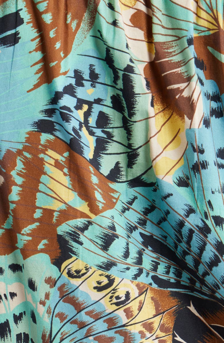 LOVE THE LABEL Zalda Ruffle Trim Cotton Button-Up Top, Alternate, color, Born To Fly Print