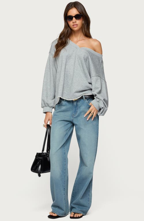 Edikted Winfred Oversize One-shoulder Sweatshirt In Gray