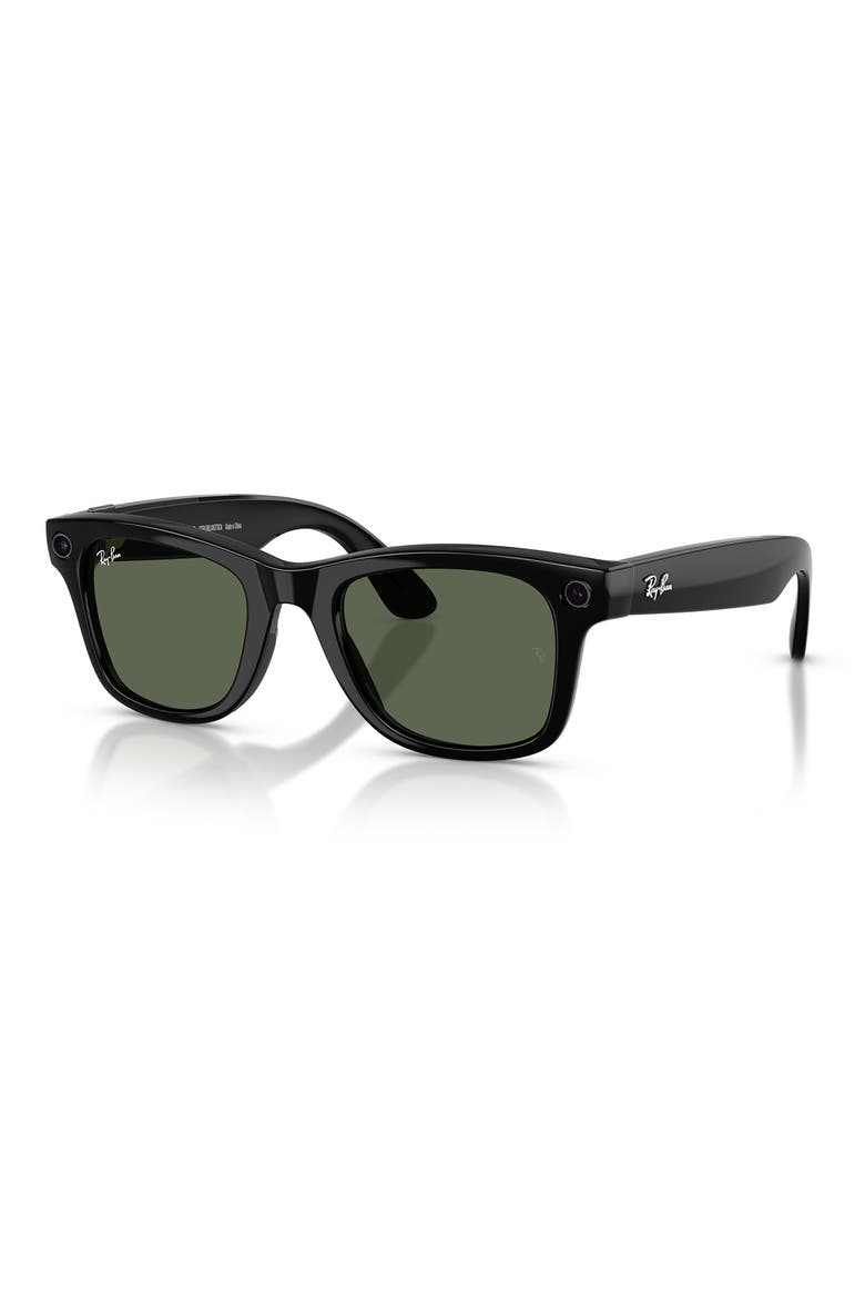 Meta Wayfarer Gen 2 50mm Square AI Sunglasses, Alternate, color, SHINY BLACK / GREEN