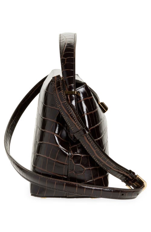 Totême Toteme T-lock Croc Embossed Leather Top Handle Bag In Brown