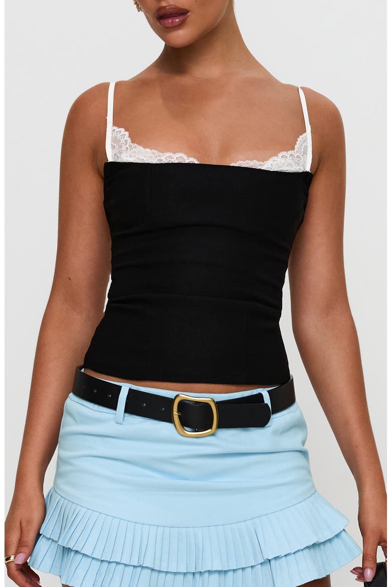 Renaissance Lace Layered Crop Corset Tank, Main, color, BLACK