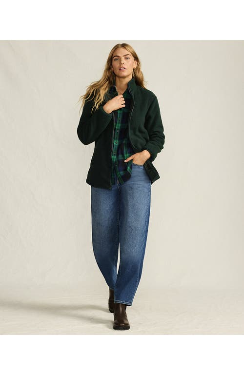 Lands' End Cozy High Pile Full Zip Fleece Jacket In Green