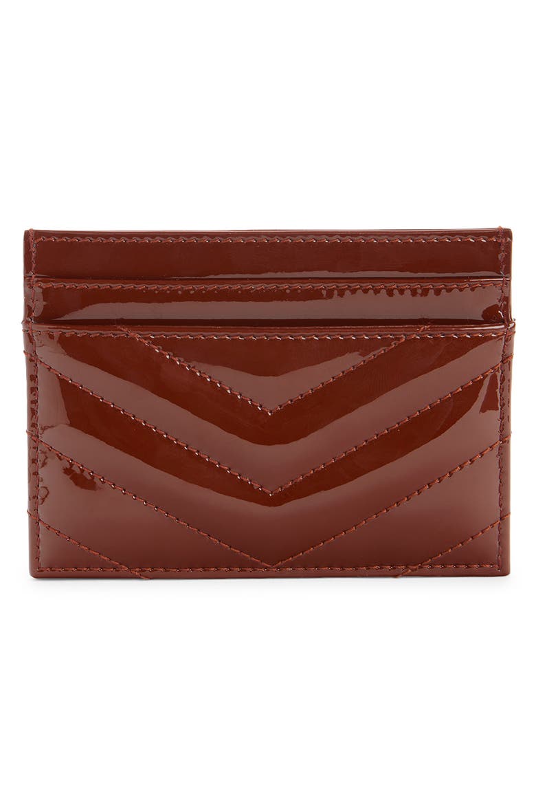 Chevron Glazed Leather Card Case, Alternate, color, GLAZED BROWN