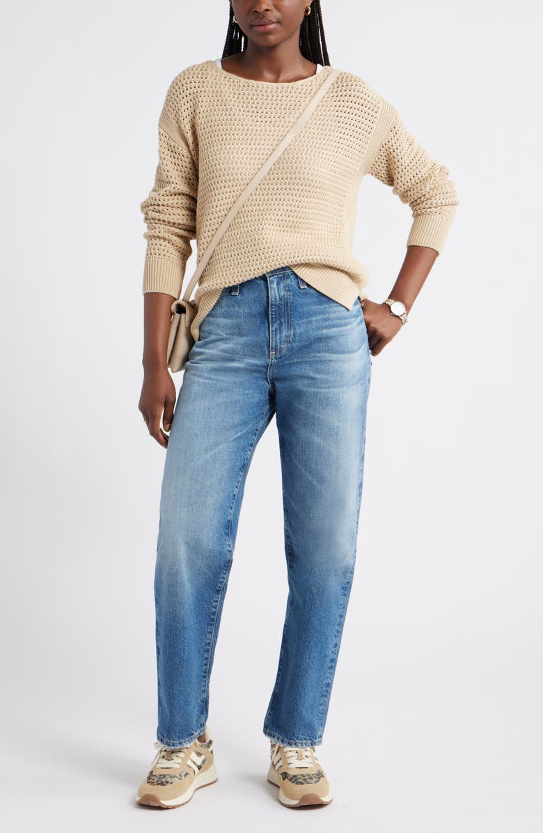 Caslon<sup>®</sup> Open Stitch Cotton Blend Sweater, Alternate, color, Tan Shore