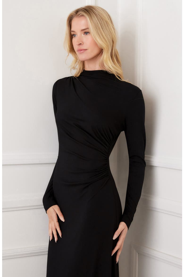 Elise Long Sleeve Jersey Dress, Alternate, color, BLACK