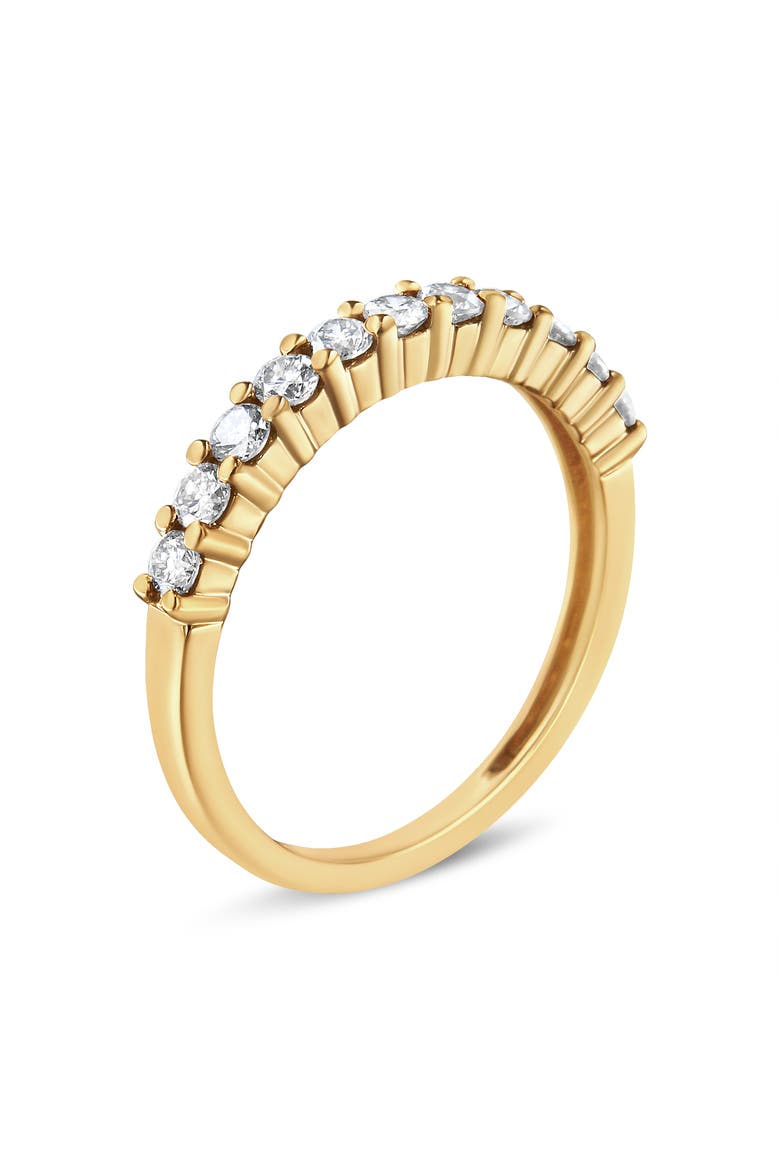 14K Yellow Gold Plated Silver 1/2 Ctw Shared Prong Set Diamond 11 Stone Band Ring, Alternate, color, Yellow Gold over Silver