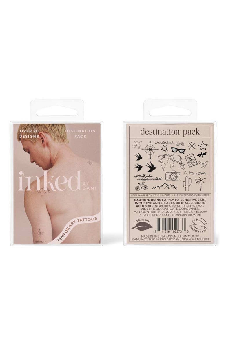 INKED by Dani Destination Temporary Tattoos, Main, color, Black