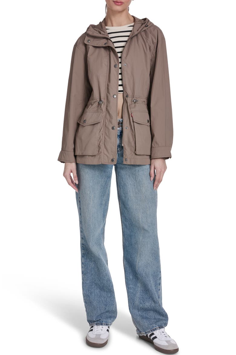 Water Resistant Hooded Jacket, Alternate, color, PINEBARK