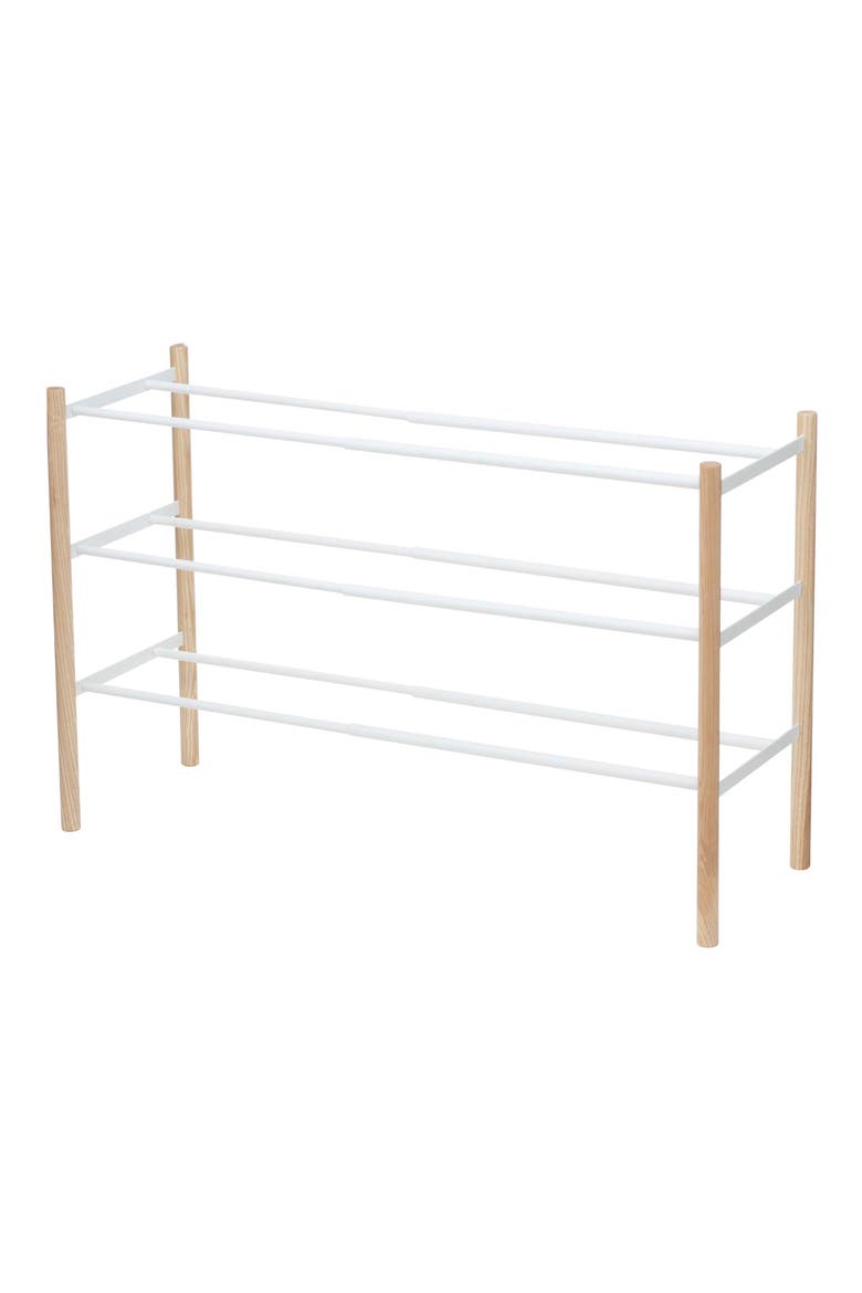 Expandable 3-Tier Shoe Rack, Alternate, color, WHITE
