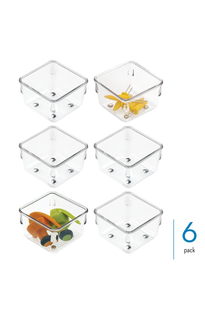 iDesign Drawer Organizer Bins - Set of 6 - Clear, Alternate, color, Clear
