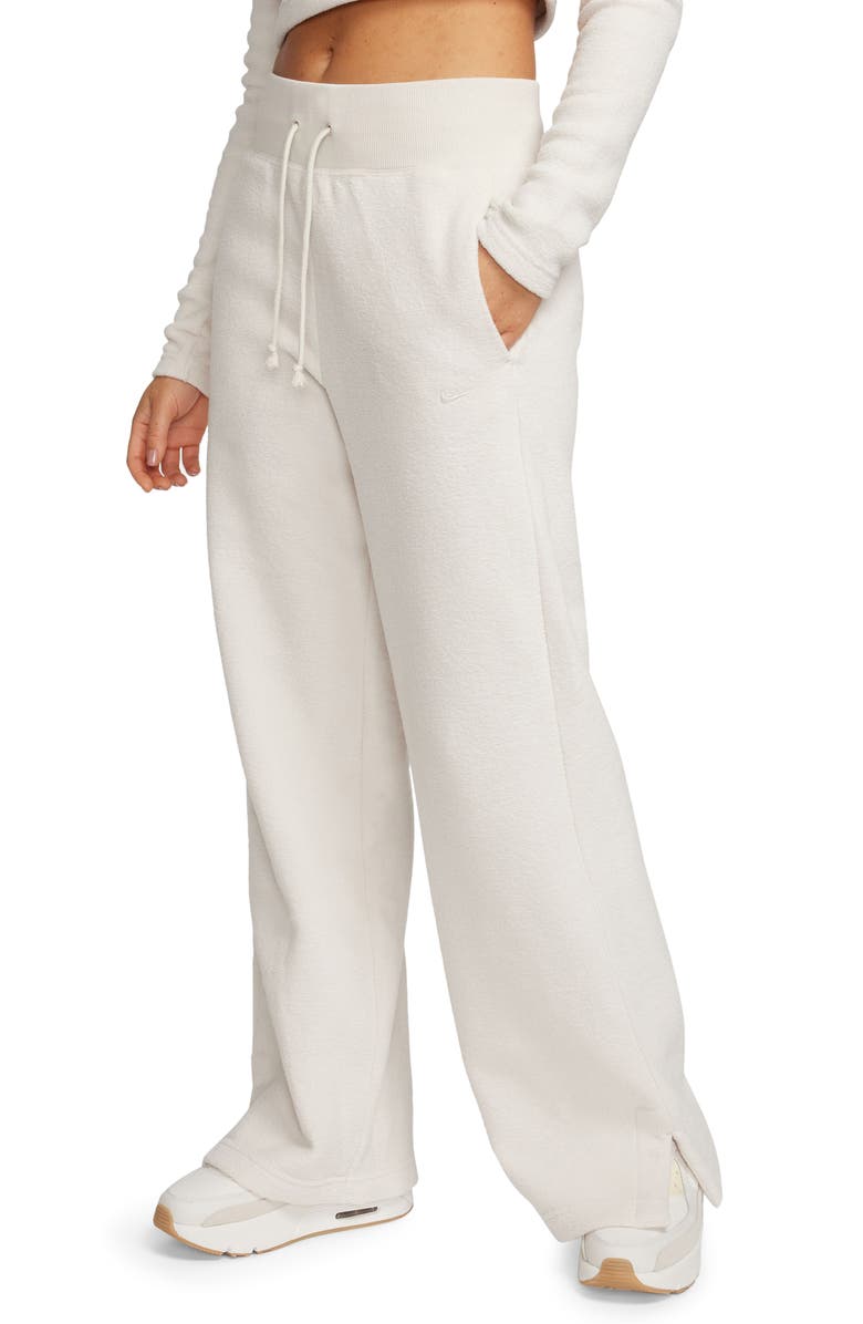 Nike Sportswear Phoenix Plush High Waist Wide Leg Fleece Pants, Main, color, Lt Orewood Brn/ Sail