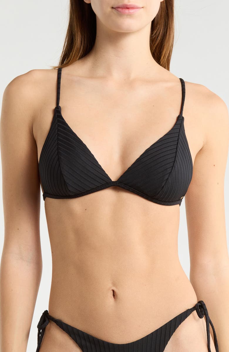 Rip Curl Surf Banded Fixed Triangle Bikini Top, Main, color, Black