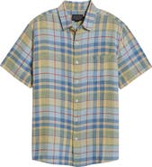 Pendleton Dawson Plaid Short Sleeve Linen Blend Button-Up Shirt
