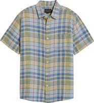Pendleton Dawson Plaid Short Sleeve Linen Blend Button-Up Shirt