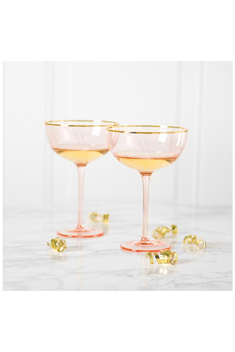 Monogram Set of 2 Champagne Coupes, Alternate, color, BLUSH - L