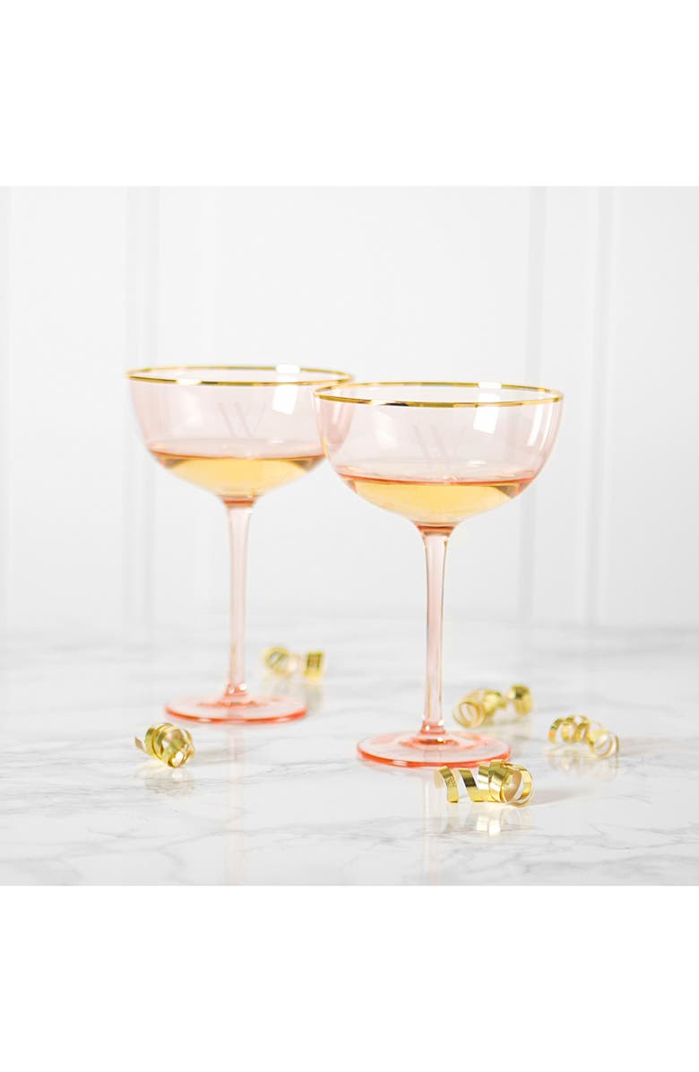 Cathy's Concepts Monogram Set of 2 Champagne Coupes, Alternate, color, 