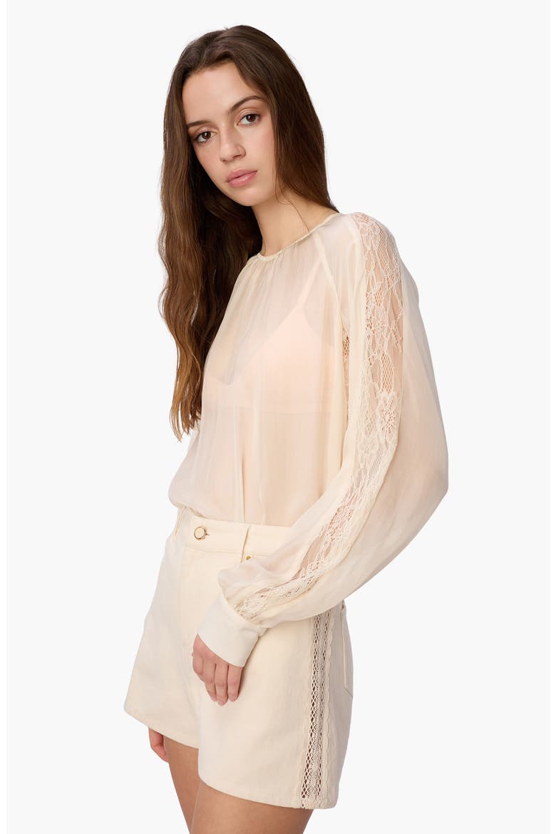 Milagros Silk Top, Alternate, color, BONE