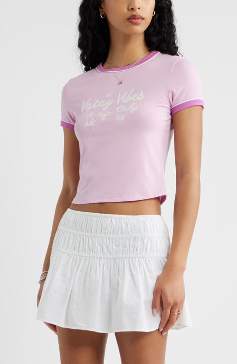 Ringer Crop Graphic Baby Tee
