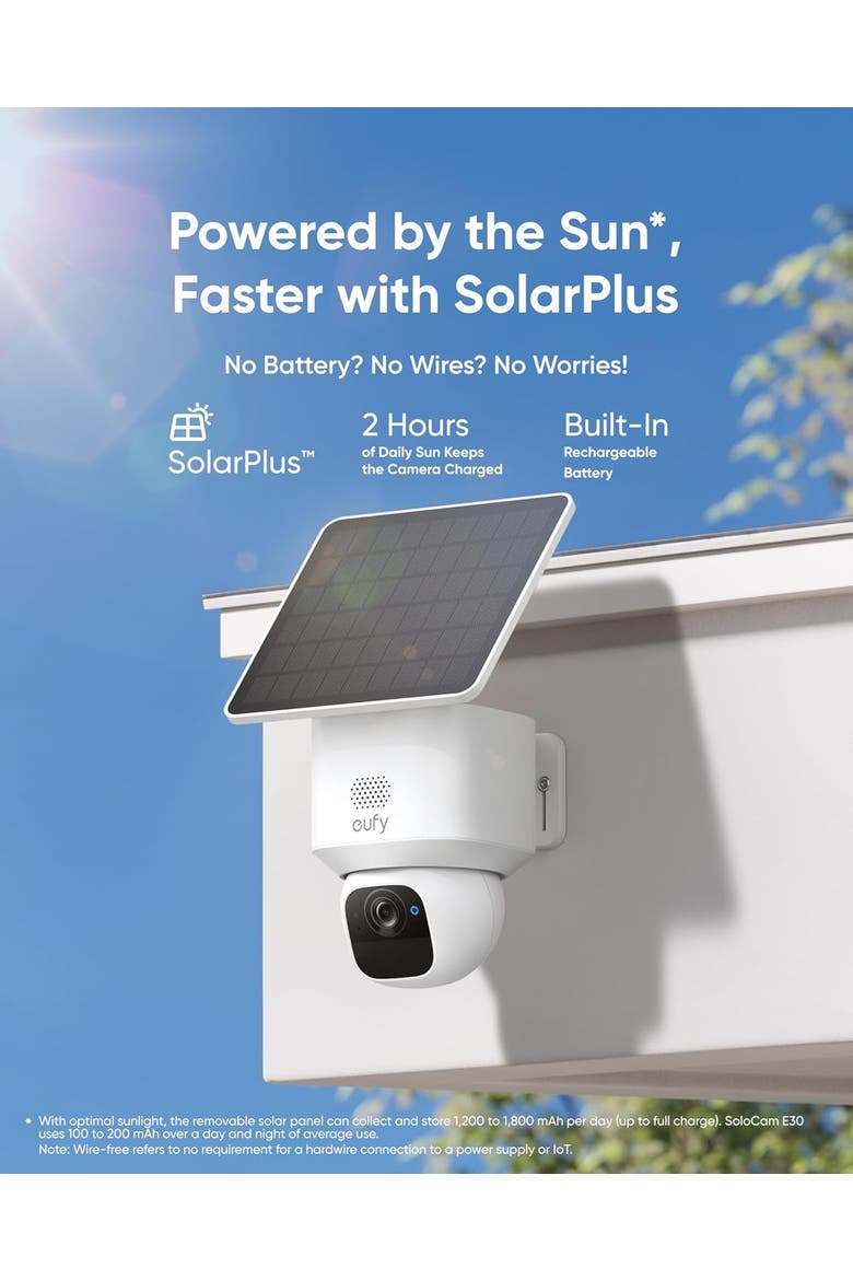 Security SoloCam E30, 2K Solar Security Camera, Alternate, color, White