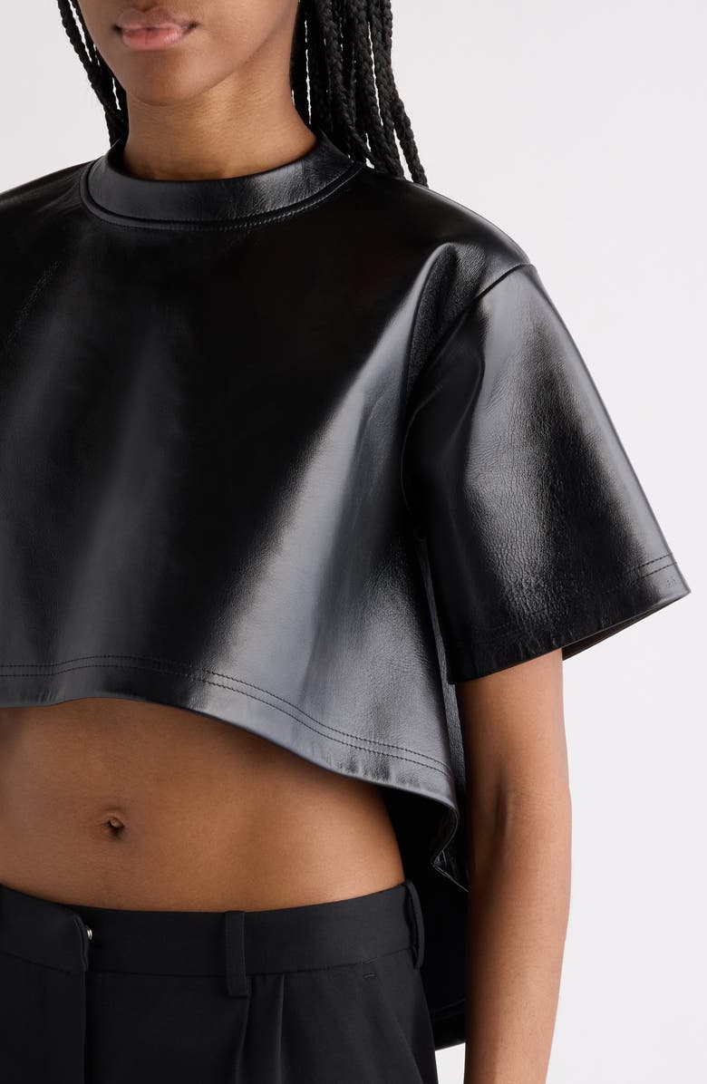 Balenciaga High-Low Leather T-Shirt, Alternate, color, 1000 Black