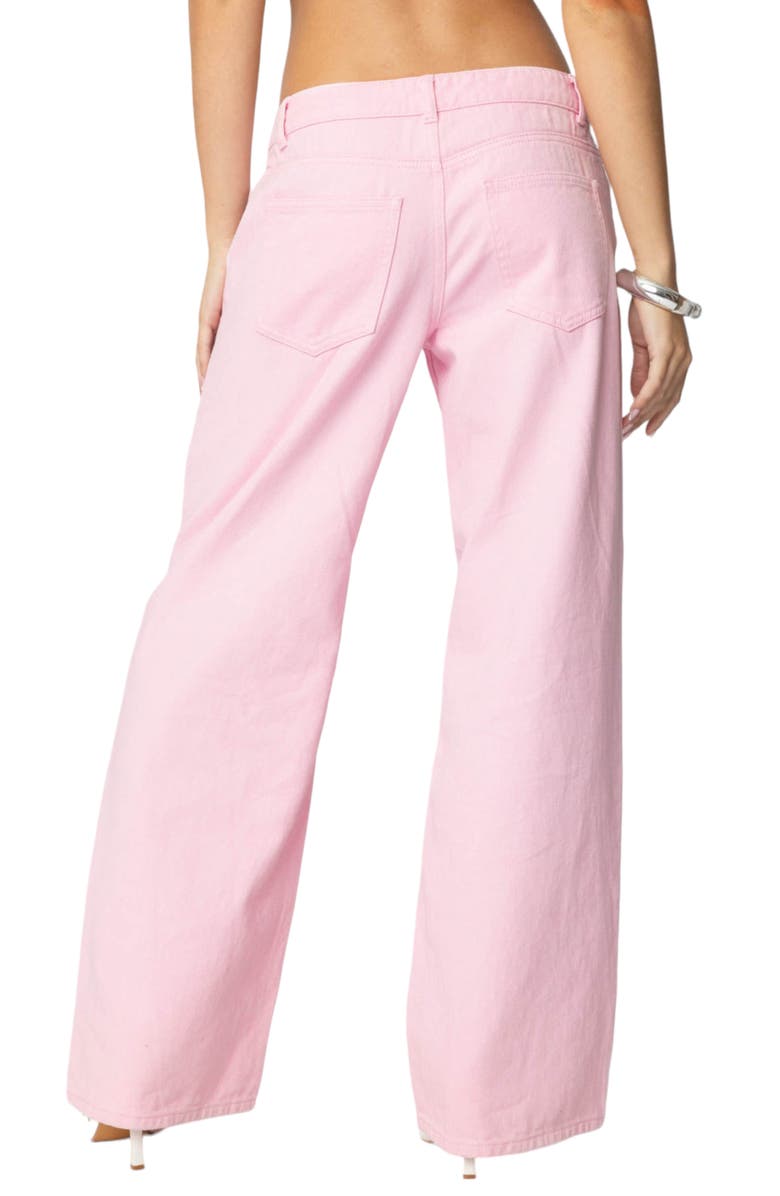 EDIKTED Roman Nonstretch Low Rise Slouchy Wide Leg Jeans, Alternate, color, Pink
