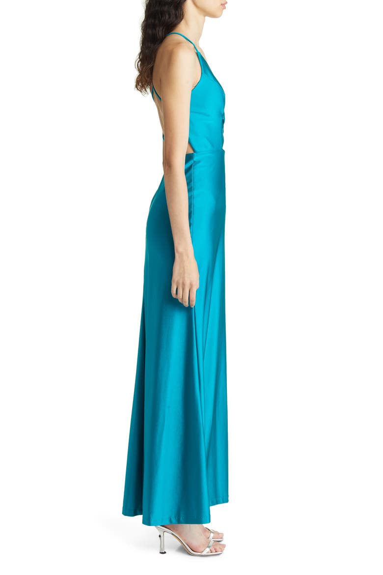 Cutout Satin Gown, Alternate, color, JADE