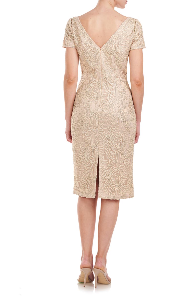 JS Collections Scarlet Beaded Leaf Print Cocktail Dress, Alternate, color,
