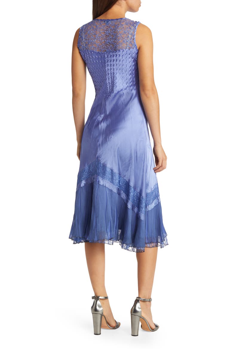 Beaded Charmeuse & Chiffon Tiered Dress with Jacket, Alternate, color, FREGATTA BLUE OMBRE