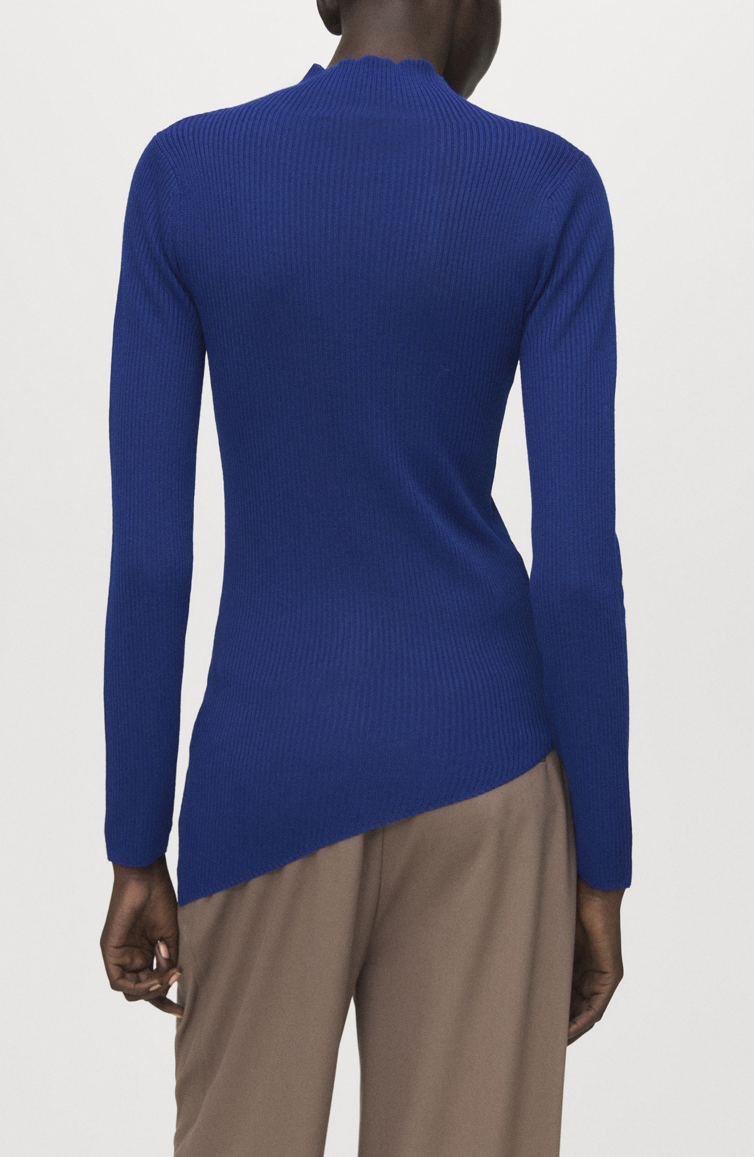 Asymmetric Hem Mock Neck Sweater - image 4