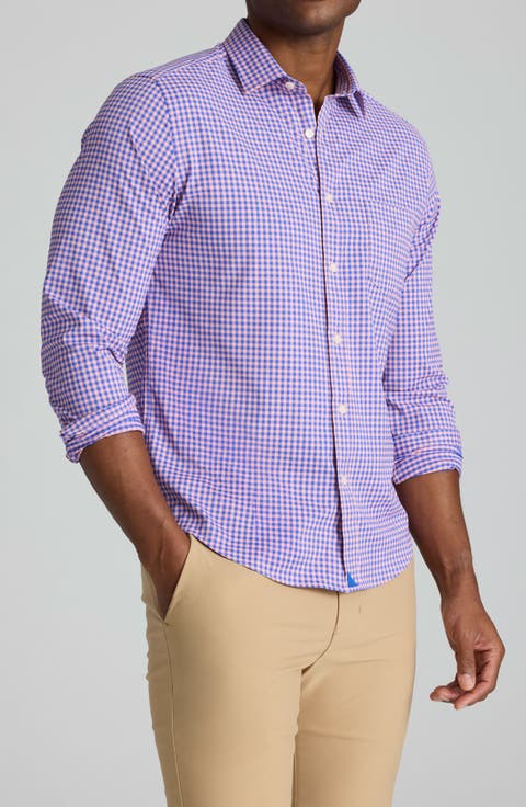 Quinby Gingham Check Performance Button-Up Shirt