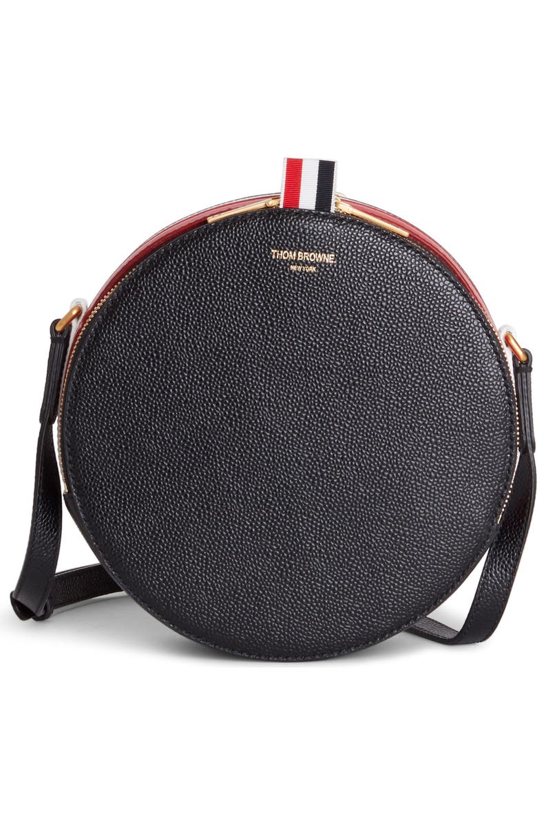 Thom Browne Hat Box Jr. Leather Crossbody Bag, Main, color,