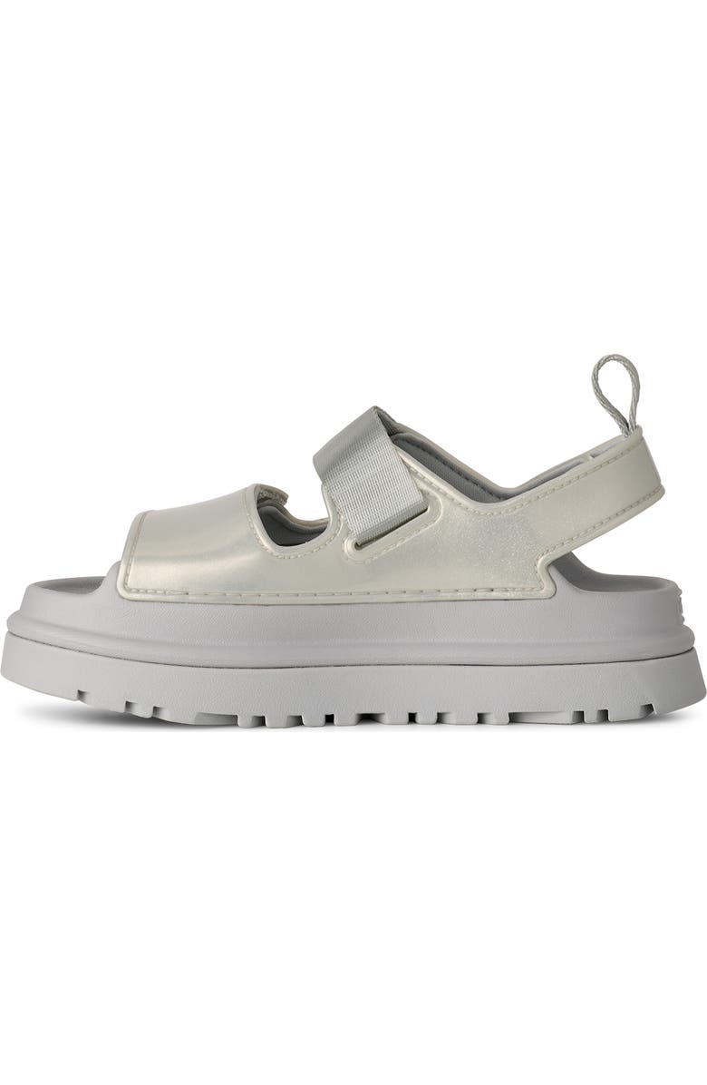 UGG<sup>®</sup> Kids' Goldenglow Glossy Sparkles Water Friendly Sandal, Alternate, color, Silver