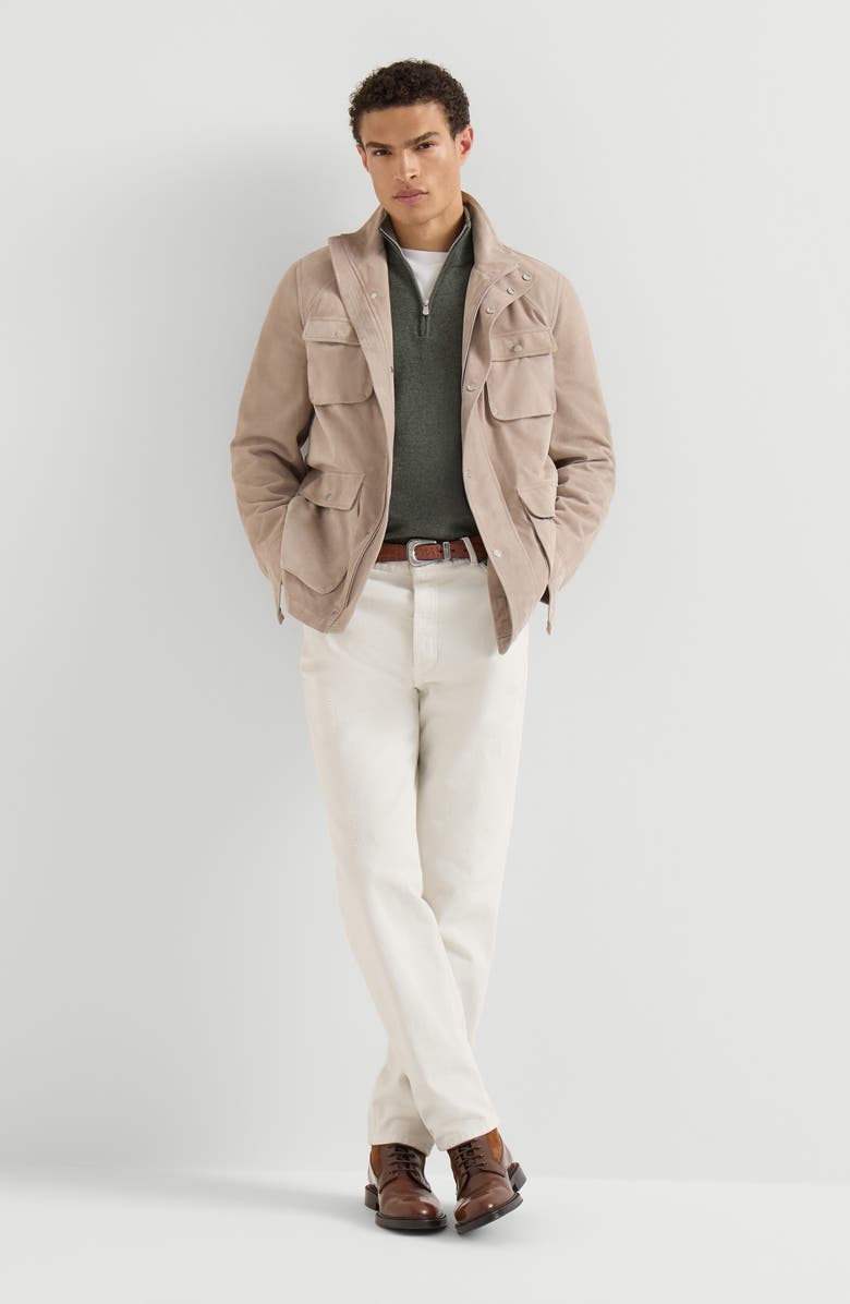 Brunello Cucinelli Cashmere sweater with half zip, Alternate, color, Grey