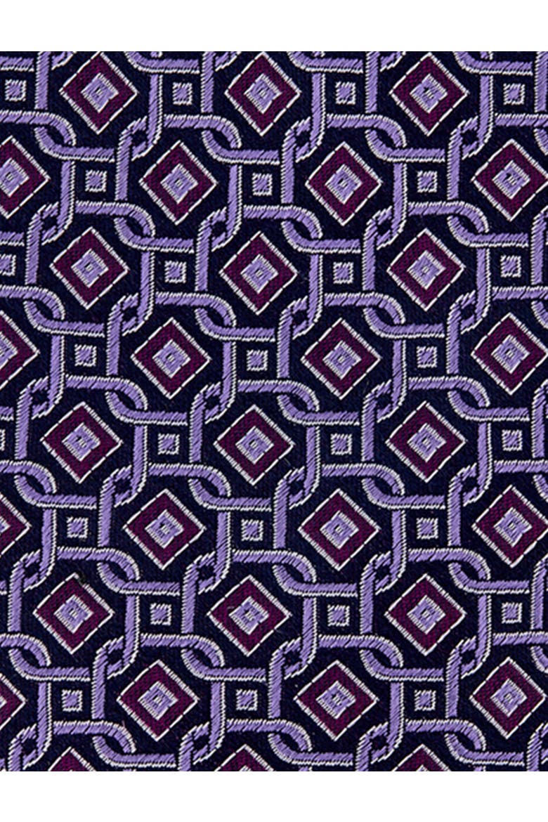 Big & Tall Geometric Link Silk Tie, Alternate, color, PLUM