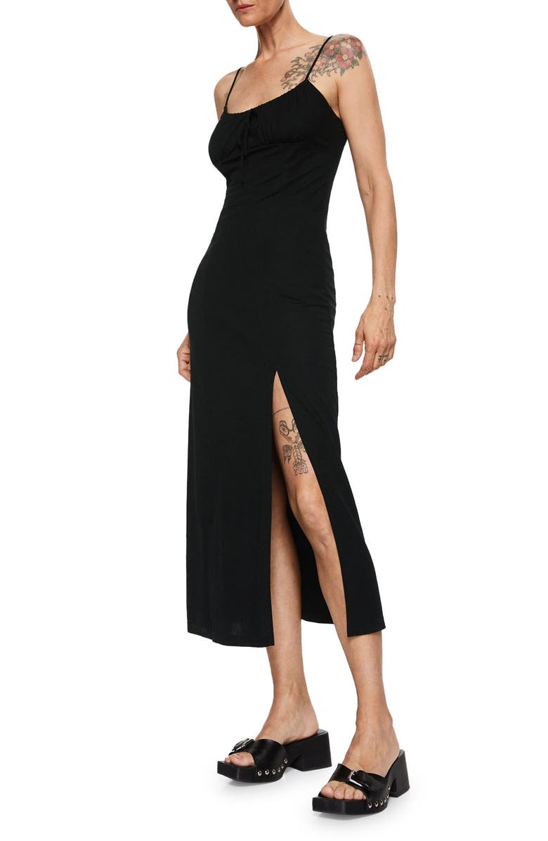 MANGO Tie Front Sleeveless Midi Dress, Main, color, 