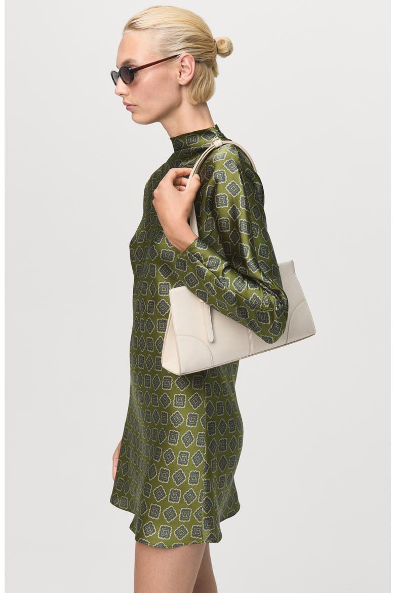 Medallion Print Long Sleeve Satin Minidress, Alternate, color, GREEN