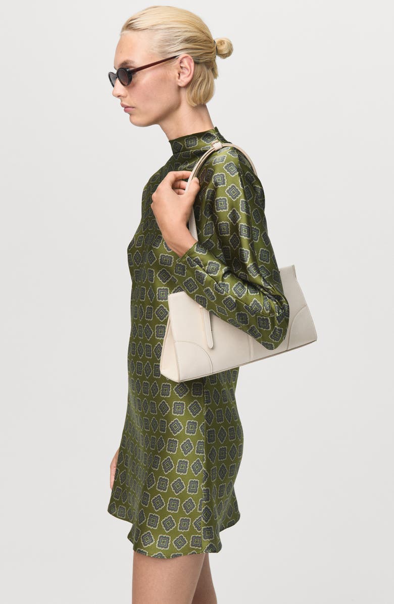 MANGO Medallion Print Long Sleeve Satin Minidress, Alternate, color, Green