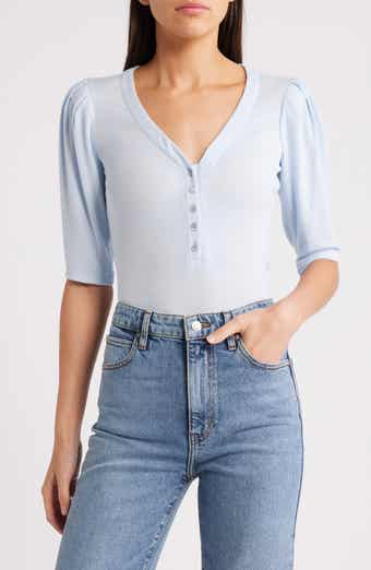 Rib Ruched Henley