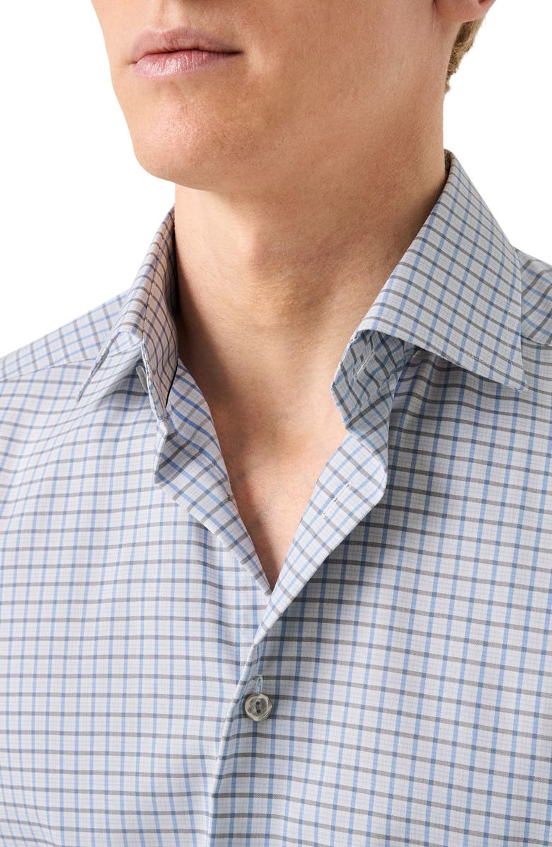 Eton Contemporary Fit Check Cotton Dress Shirt, Alternate, color, Dark Blue