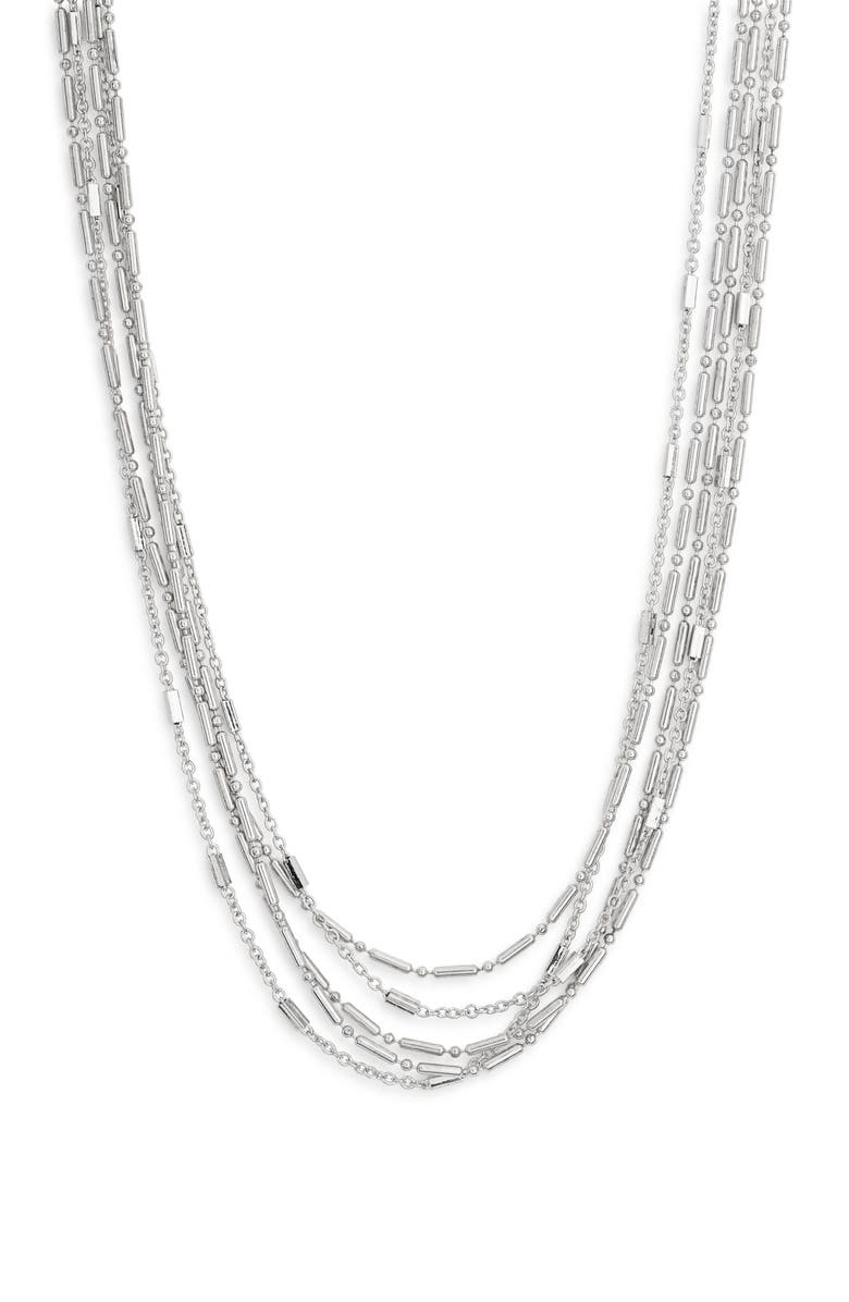 NORDSTROM RACK Layered Bead Chain Necklace, Main, color, Silver