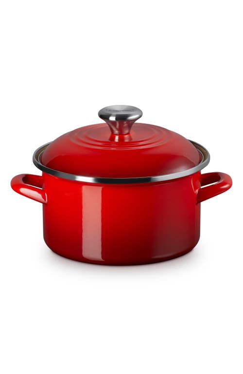 Le Creuset Enameled Stainless Steel Petite Stock Pot In Cerise